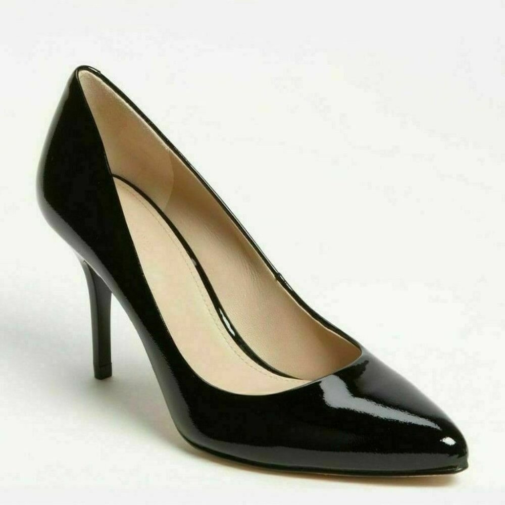 Joan & David Zevida Stiletto Patent pump black heels US 7.5 Heel Height: 3.25
